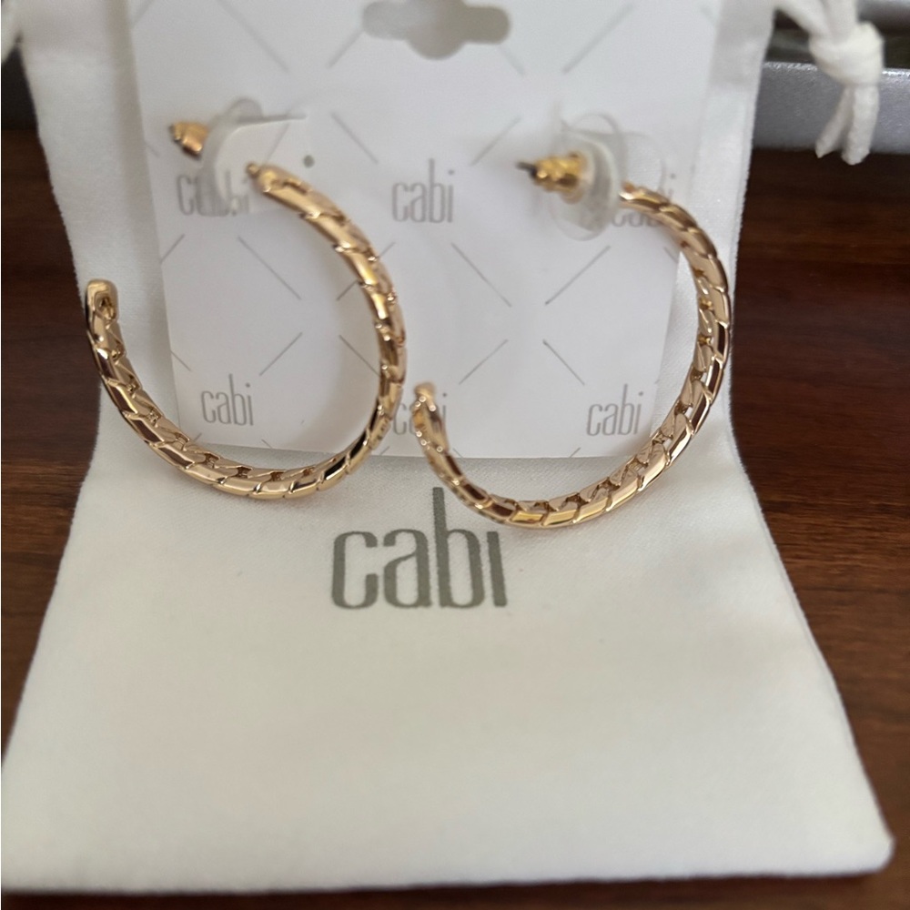 CAbi Gold Twisted Hoop Earrings